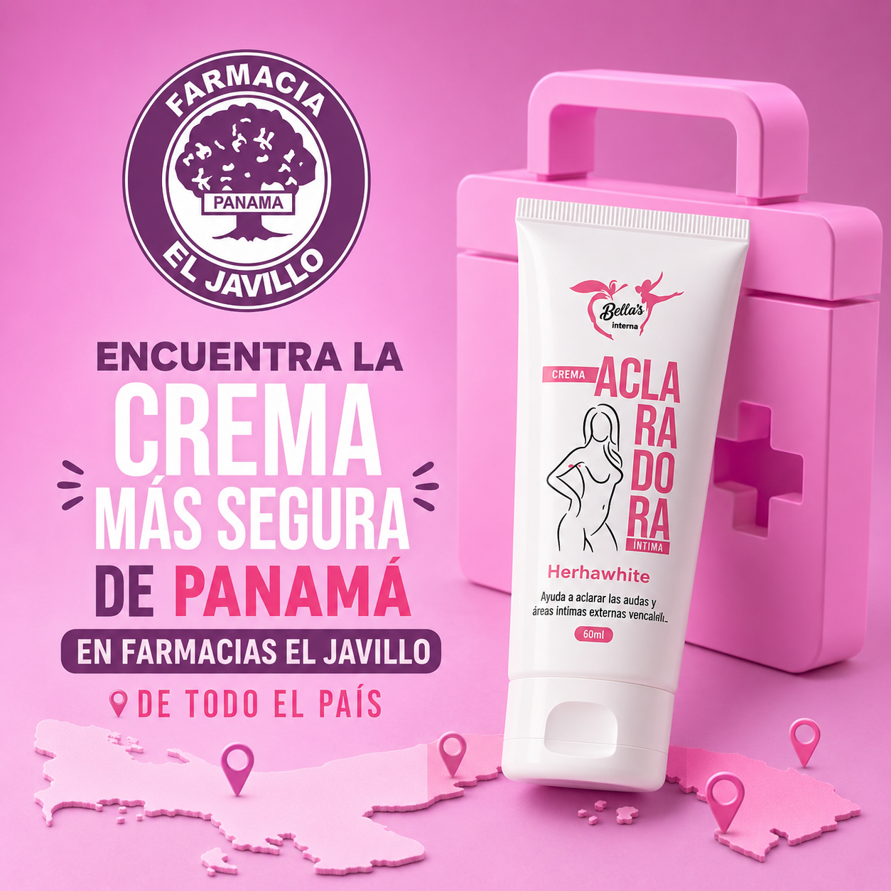 Encuentra la Crema Aclarante Íntima Bellas en Farmacias El Javillo en todo Panamá