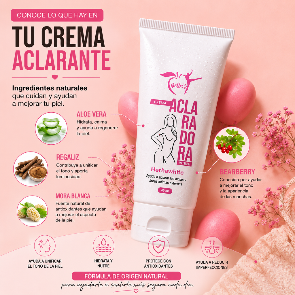 Crema Aclarante Íntima Bellas | Cuidado de la piel | Hidratación y tono uniforme | Panamá